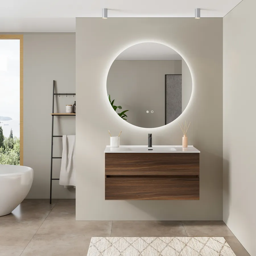 Furniture Limited - Specchio da Bagno con Luci a LED 60 x 80 cm
