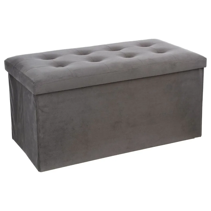 Panca contenitore pieghevole 76x38 cm in velluto a coste bianco - Ghergana