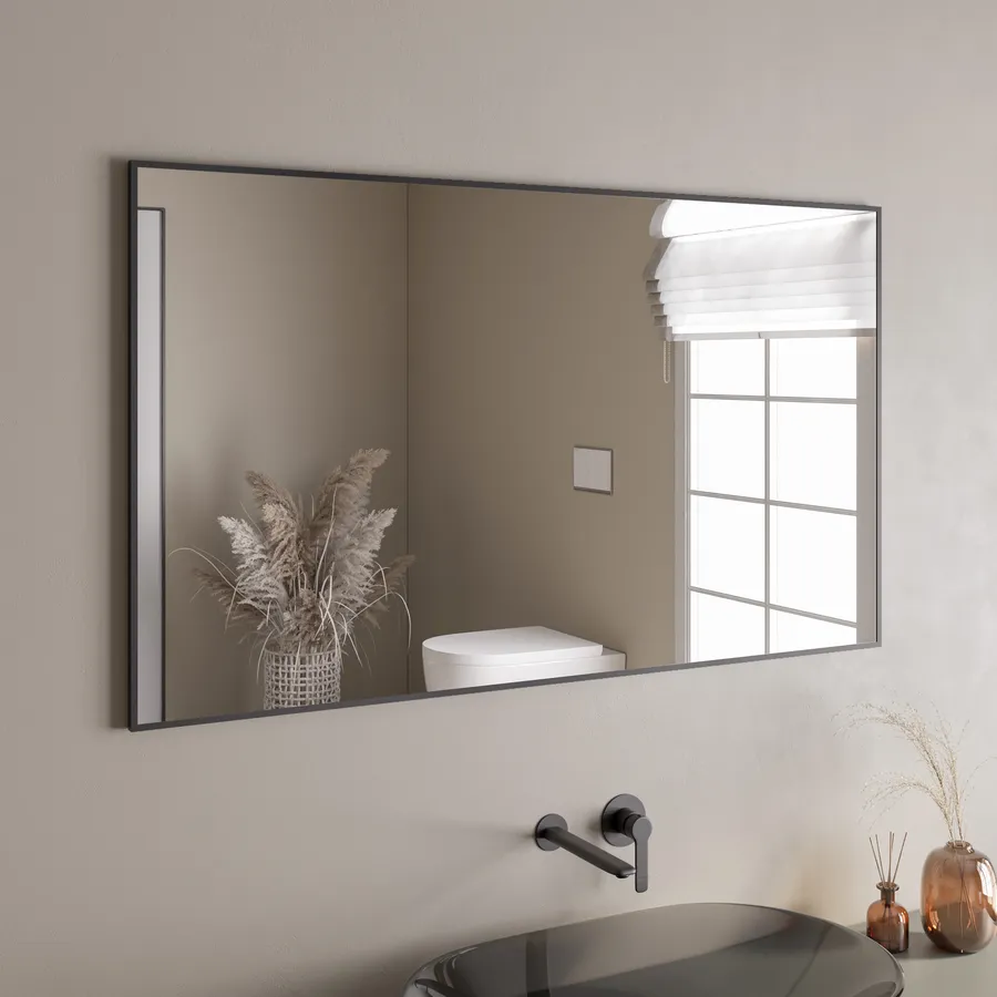 Specchio bagno 60cm con cornice in alluminio nero opaco - Talas