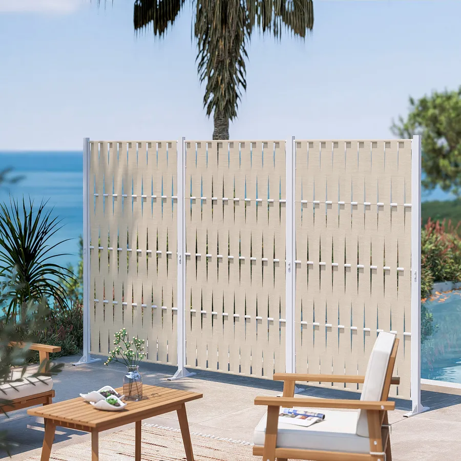 Separ Da Esterno Triplo 302x30x180h Cm In Acciaio Bianco E Corda In separ-da-esterno-triplo-302x30x180h-cm-in-acciaio-bianco-e-corda-in