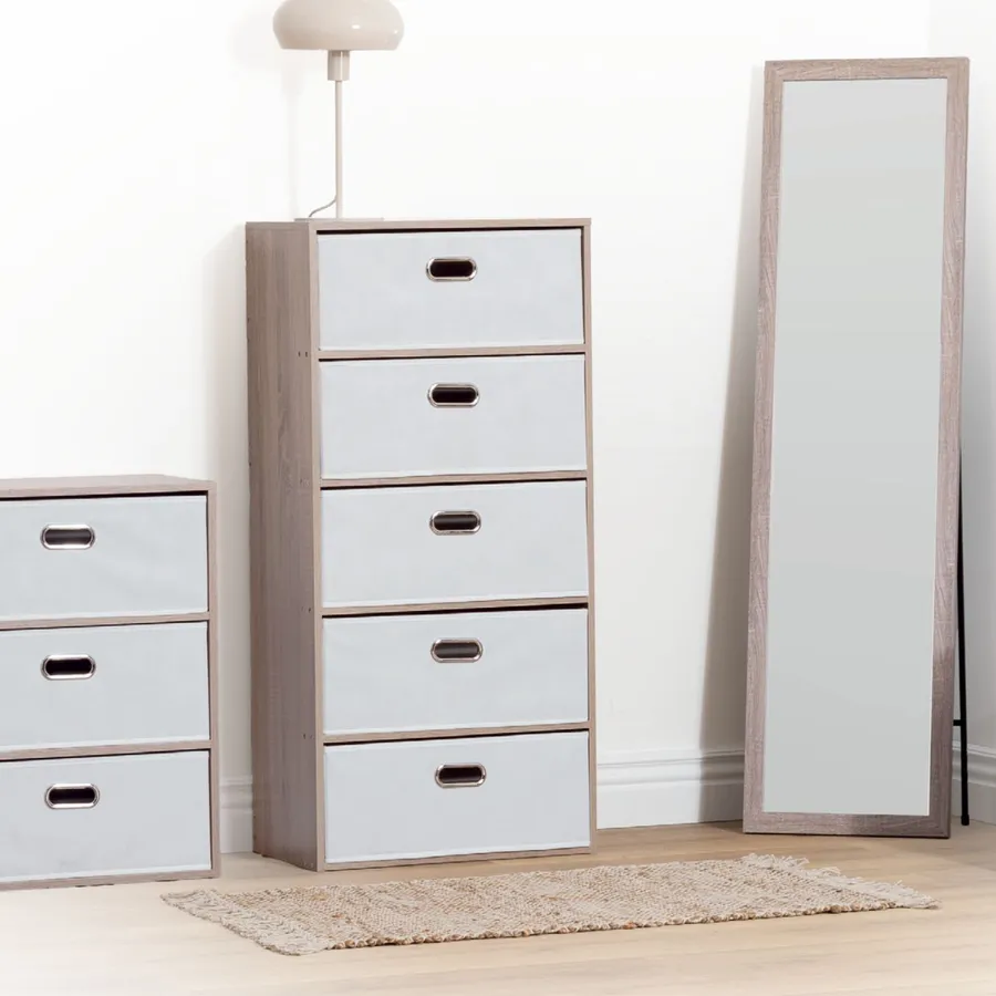 Set 2 comodini sospesi con cassetto e ripiano in legno rovere Homcom