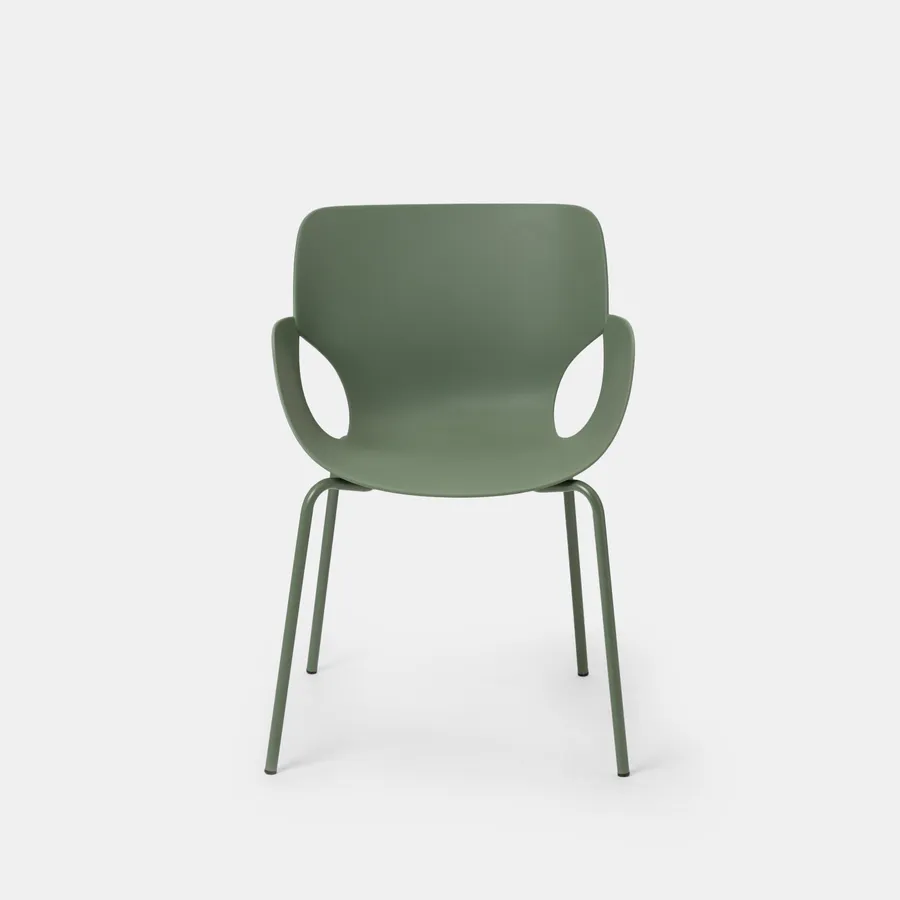 Nivel Set 4 Sedie Da Giardino In Polipropilene Verde E Metallo, Ergonomiche, Resistenti UV, Per Esterni E Interni, Carico Max 110 Kg