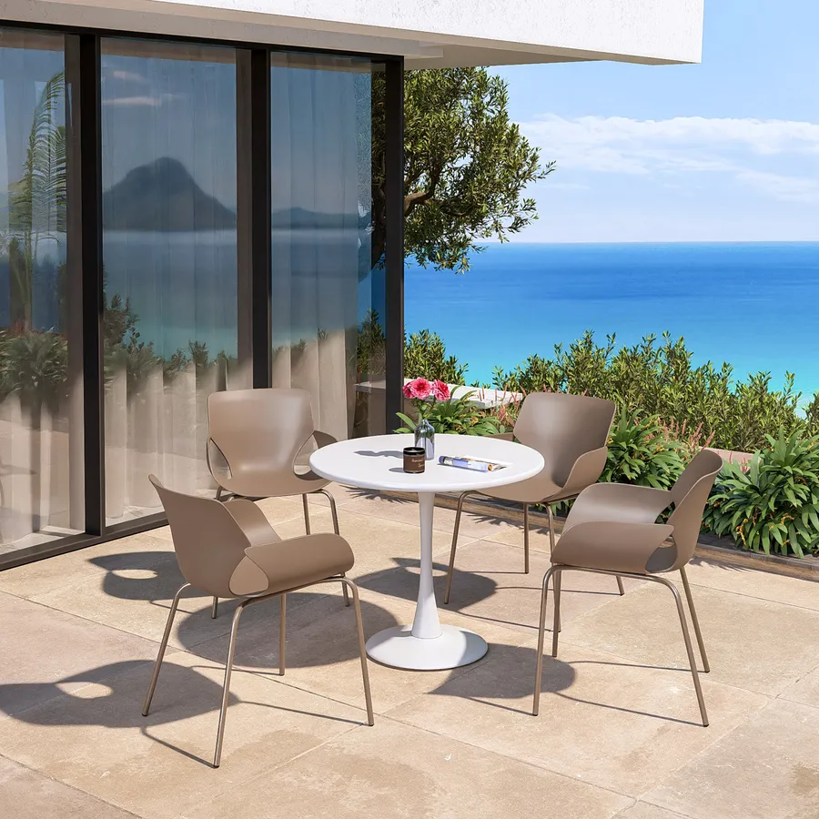 Set da giardino 4 posti IMPERIA BEIGE, tavolino da esterno + divano 2