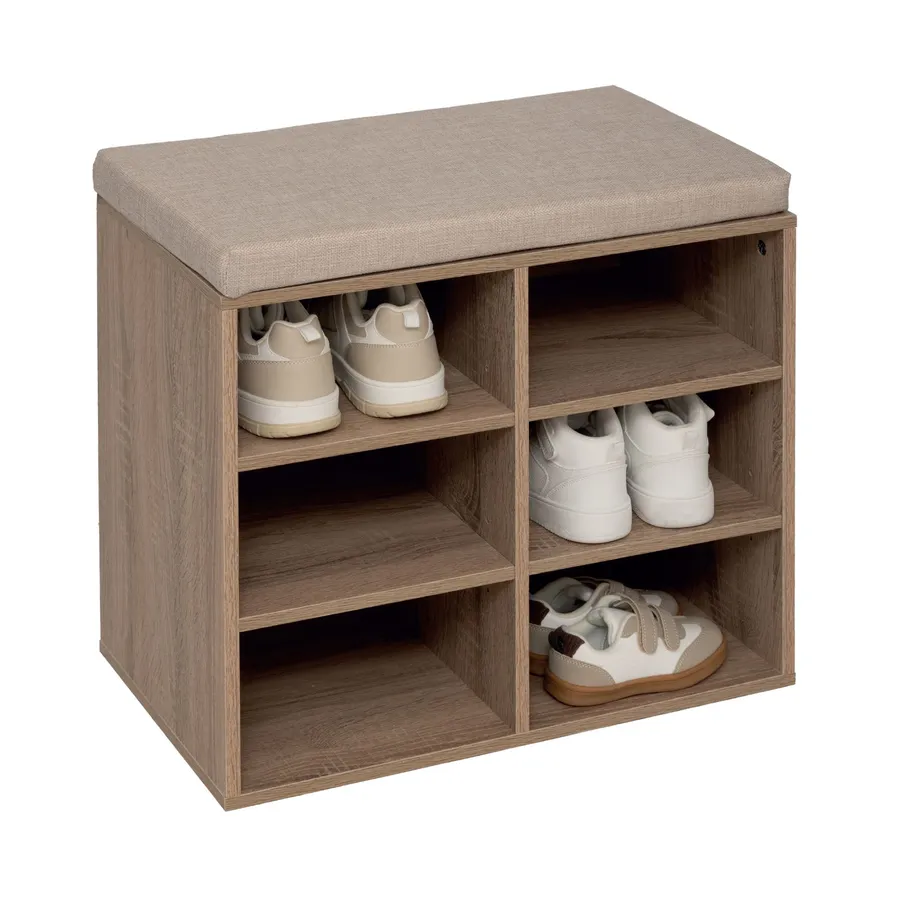 Kesper - Scarpiera con cuscino, in legno di quercia, 103,5 x 31 x 12 cm