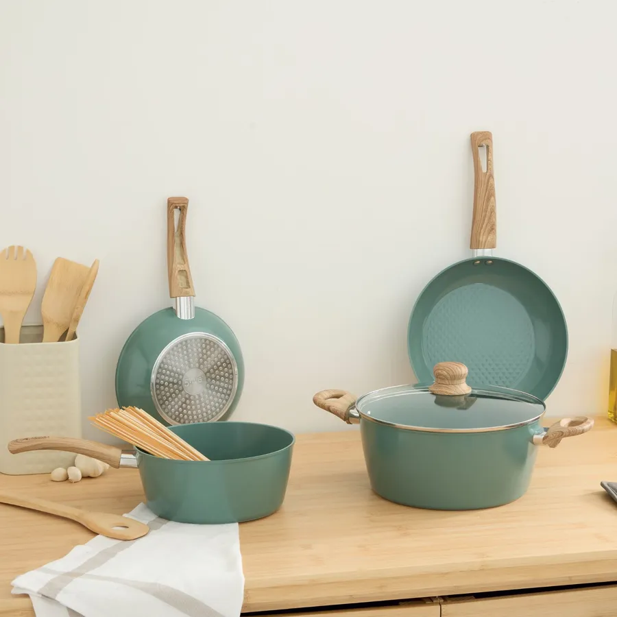 Excelsa Forn Ok Set Pentole 8 Pezzi In Alluminio Forgiato, Rivestimento Antiaderente Effetto Pietra, Adatte A Induzione, Con Coperchi E Salva Padella - 2