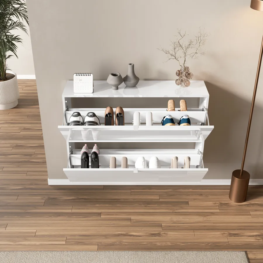 Scarpiera bassa 90x46cm rovere e antracite SI7