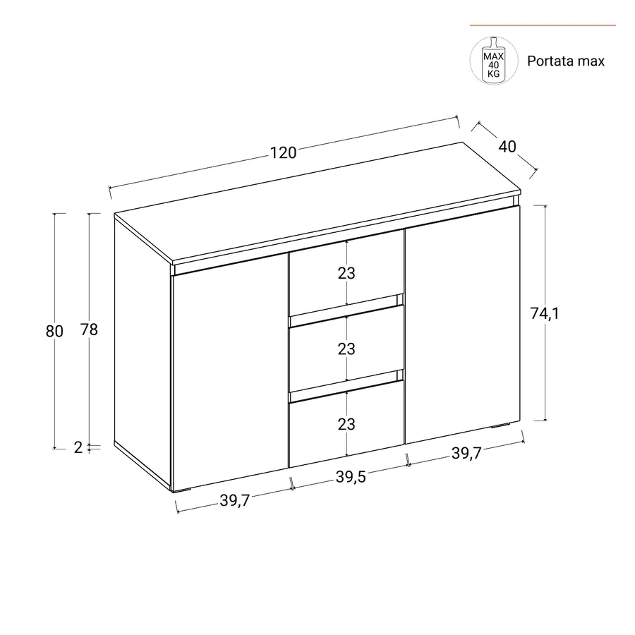 Mobile Contenitore 2 Ante 4 Cassetti Credenza Buffet Bianco da Soggiorno | Leroy Merlin