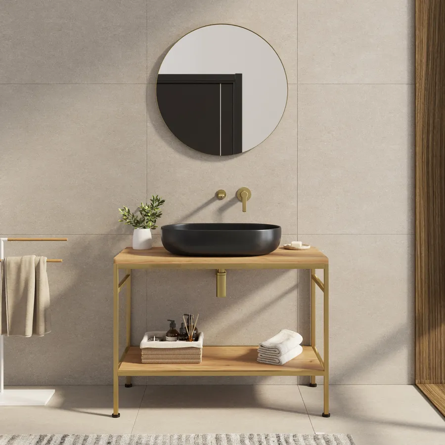 COSTWAY Specchio Rotondo 61 cm, Specchio da Parete con Cornice in