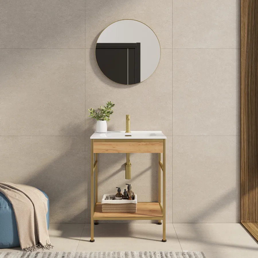 Specchio Ovale Oro Spazzolato 55,9x76,2cm: Per Bagno, Camera O Ingresso, Cornice In Metallo Antiruggine