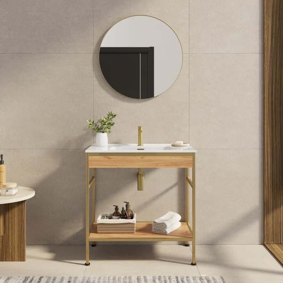 KOCOK Ripiani in vetro per bagno, 50,8 cm, oro spazzolato, mensola da bagno galleggiante, in acciaio inox, mensola in vetro temperato, mensole moderne da parete