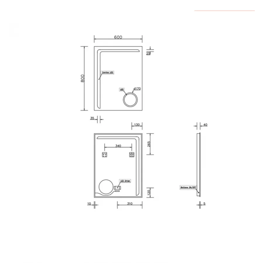 STARLEAD Specchio-Bagno-con-Luce 60x80 cm, Specchio-Bagno-LED con