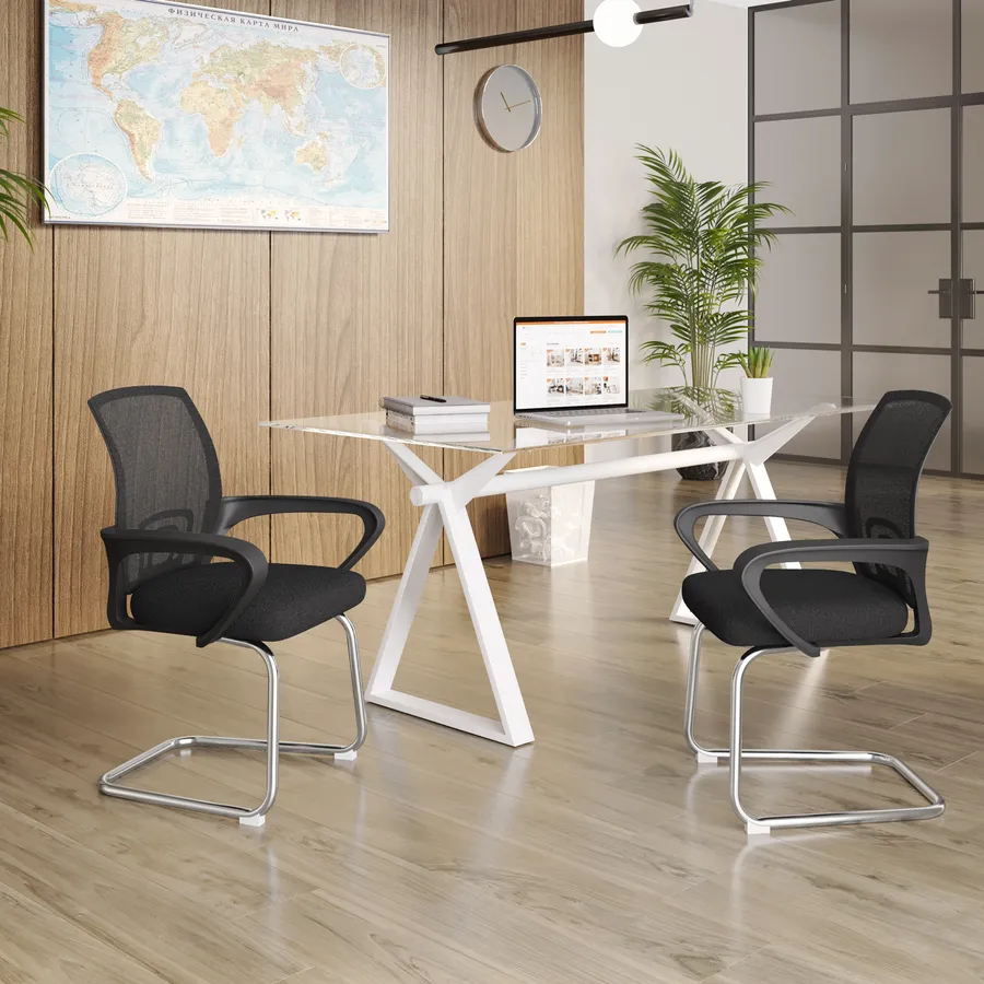 Flash Furniture Sedia da scrivania ergonomica, rete blu, struttura bianca
