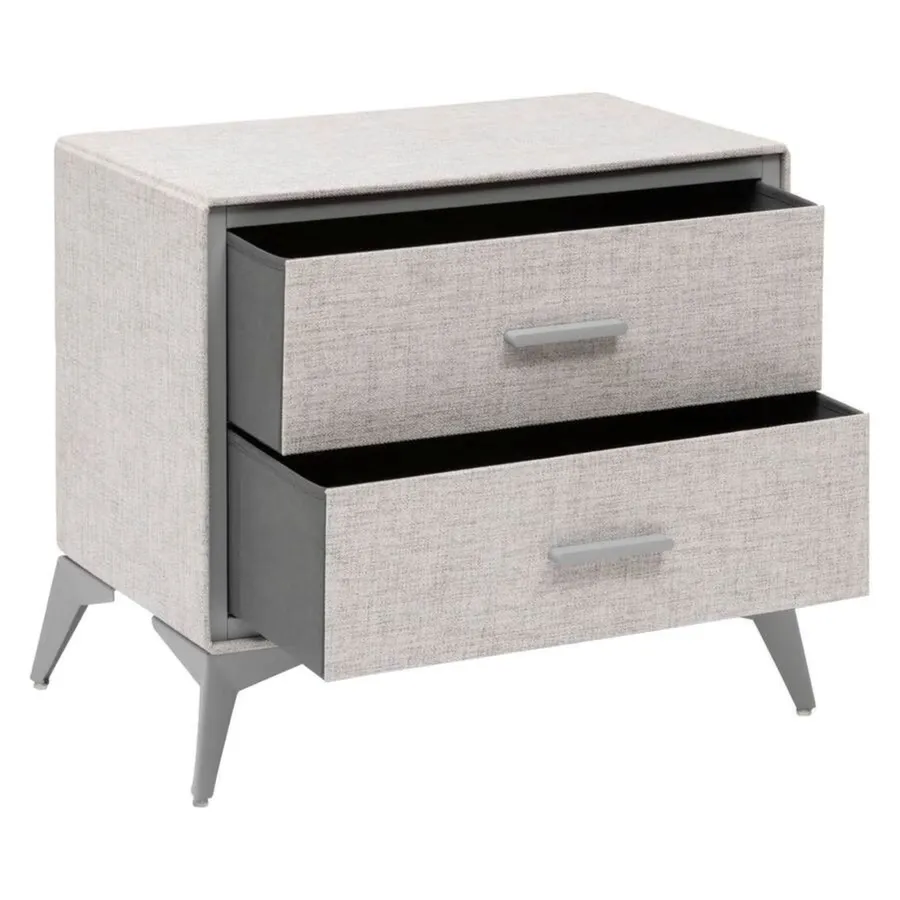 IMYOGI Comodino Stretto Con Cassetto - Design Salvaspazio, In Legno E Microfibra, Colori Blu Grigiastro+Beige, Larghezza 25/30/35 Cm, Già Montato