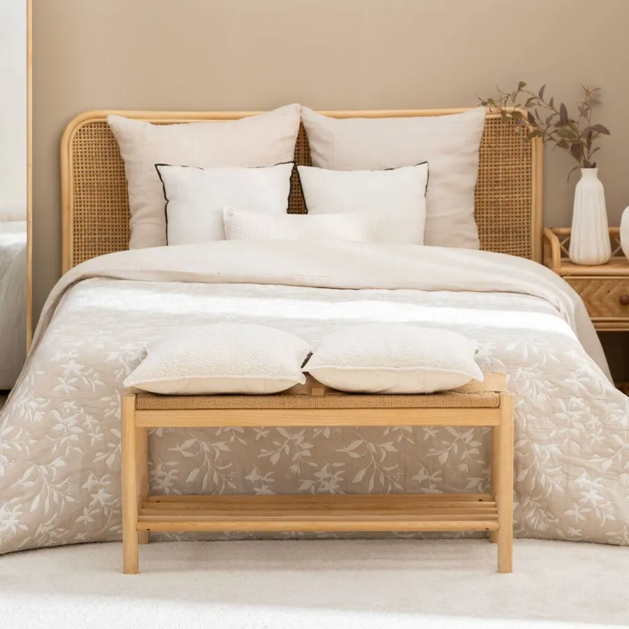 BOHEME | Copriletto estivo reversibile in microfibra bianca per letto da 105 | leggero, traspirante e ad asciugatura rapida | 200 x 270 cm | ideale per il tempo libero