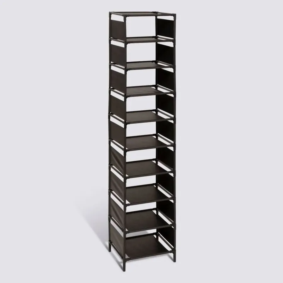 SCARPIERA SALVASPAZIO 10 Ripiani 45 Paia Scaffale Acciaio e Tessuto TNT Nero EUR 29,90 - FR