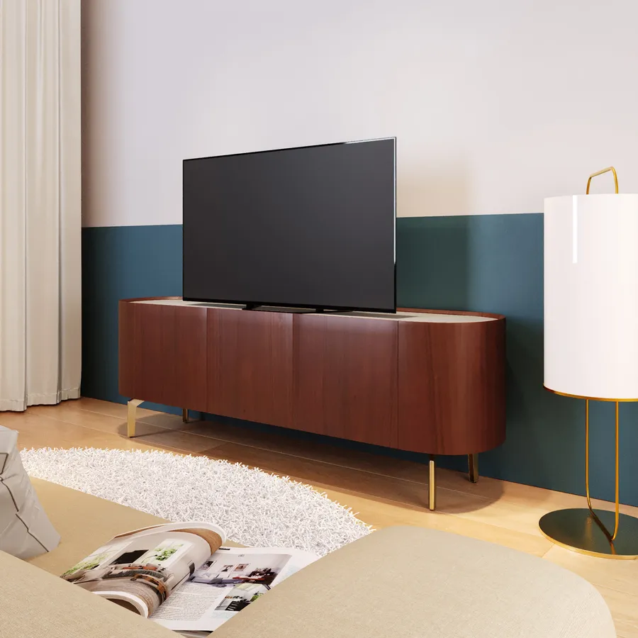 Huuger Cassettiera Lunga 160 Cm Con Luci LED E Prese - Mobile TV Per Schermi Fino A 70", 11 Cassetti, Superficie In PU, Nero - 2