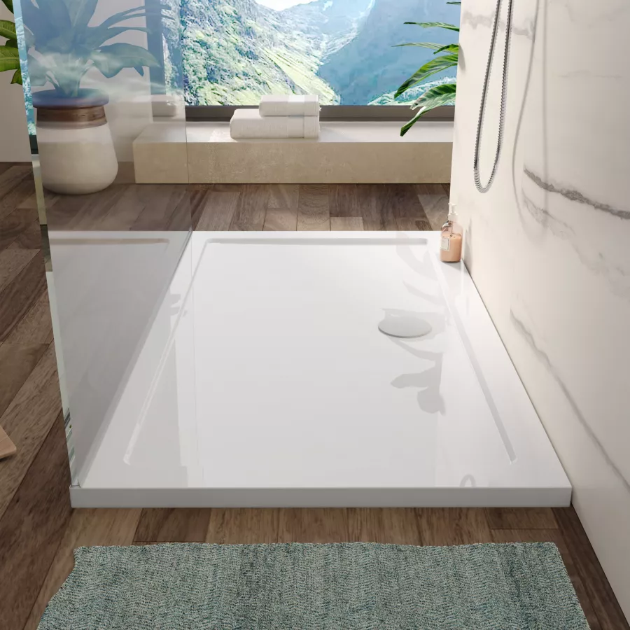 Pedana doccia compatibile con piatto doccia 140 x 80 cm slim in legno  marino di okumè