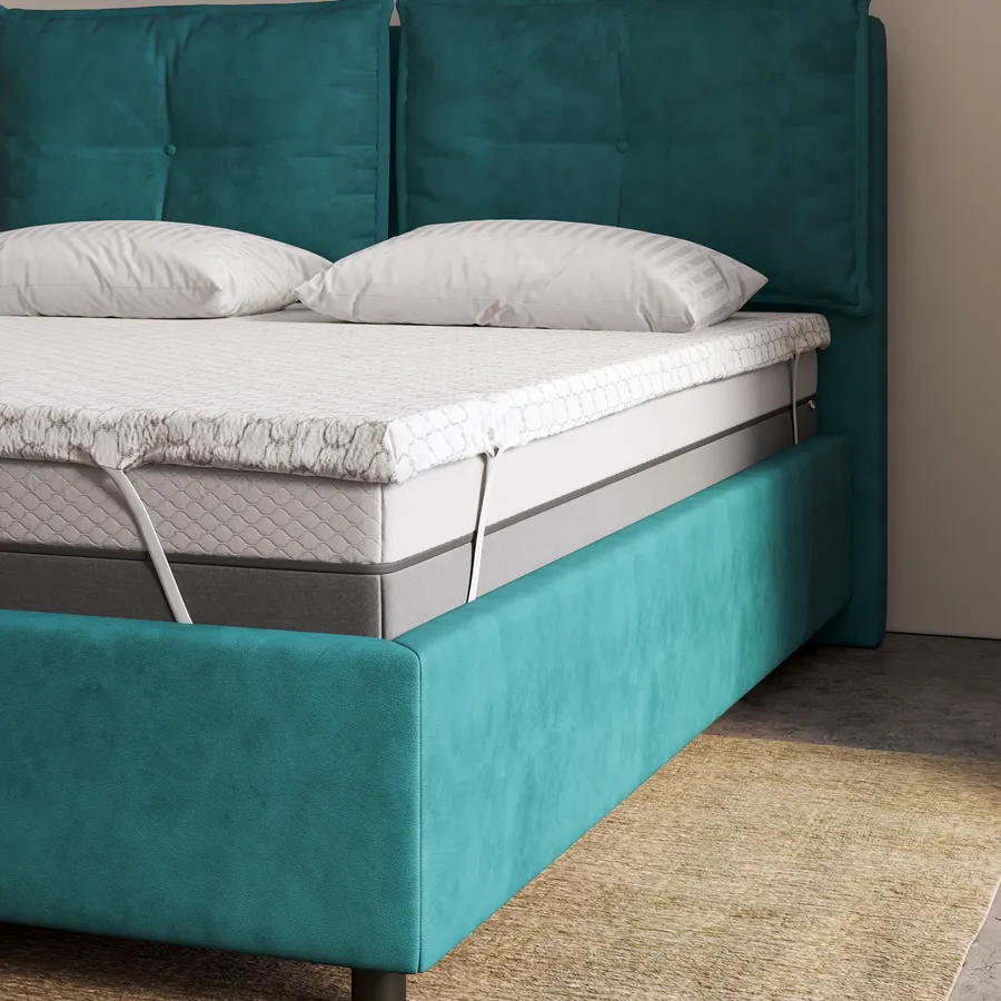 Airensky Coprimaterasso matrimoniale in memory foam da 5 cm (99,1 x 190,5 cm), in gel rinfrescante, con rivestimento bianco morbido rimovibile, blu per alleviare la pressione sul dolore alla schiena
