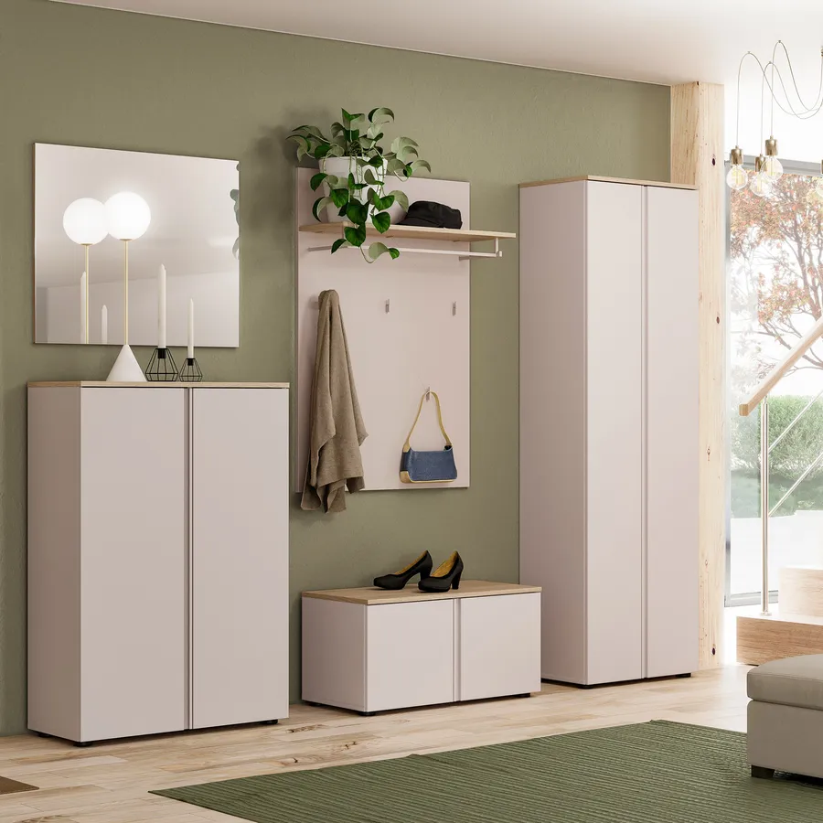 HAKU Möbel Appendiabiti Da Parete – Rovere Chiaro, Mensola In Vetro, 4 Ganci, 75 Cm