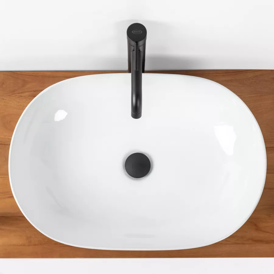 Bacinella lavabo d'arredo bagno 60x42 cm bianco slim da appoggio