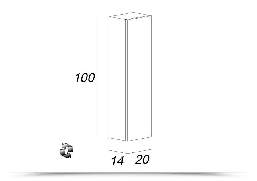 Pensile bagno ad anta singola reversibile 20 x 100 cm in rovere tabacco