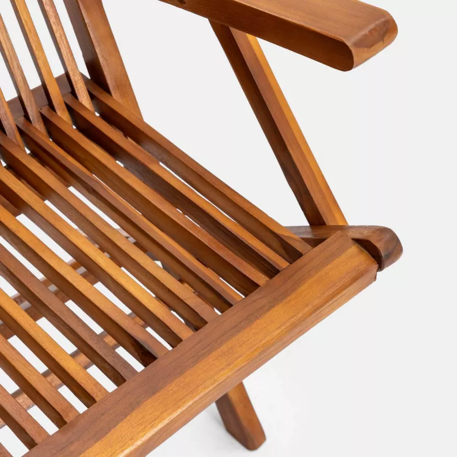 Set 2 sedie pieghevoli con braccioli in legno teak - Louis