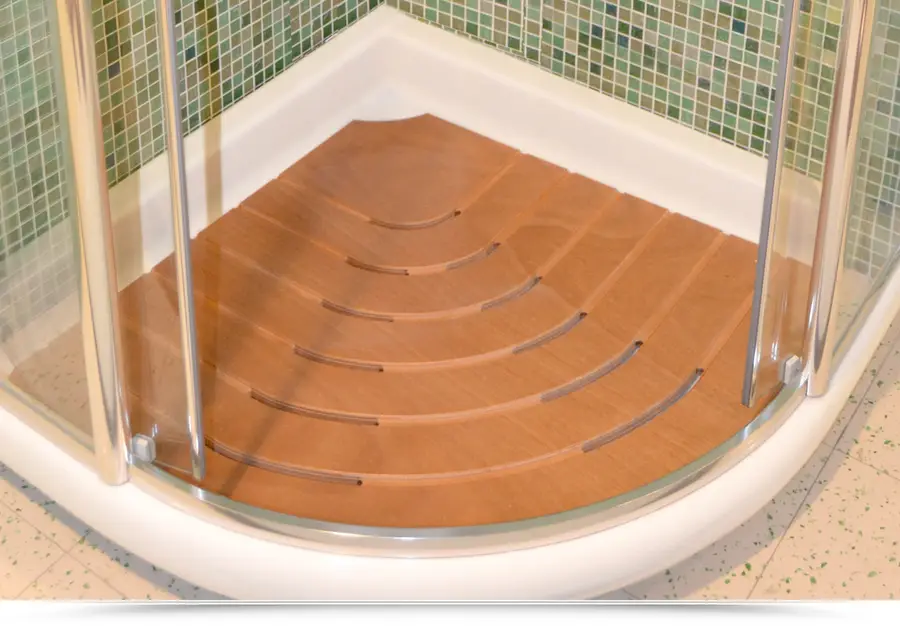 Pedana doccia in legno marino compatibile con piatto doccia angolare da 90  cm antiscivolo e slim