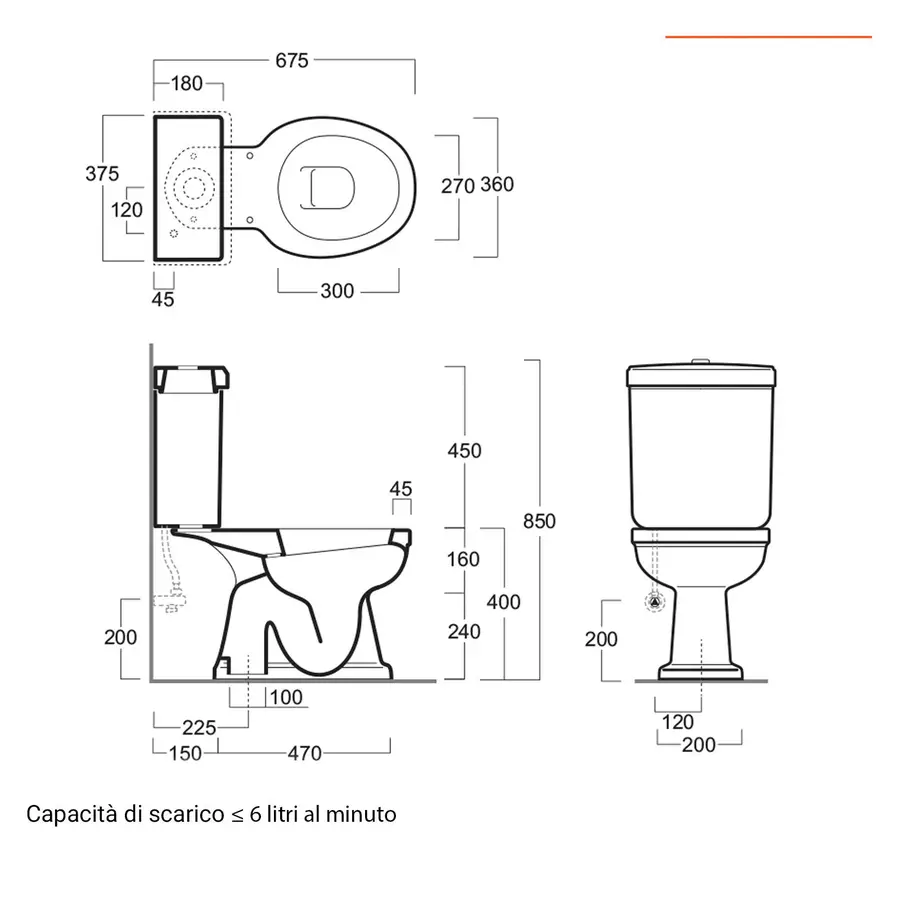 Sanitari monoblocco bagno con copri wc in noce e scarico a pavimento -  Londra di Simas