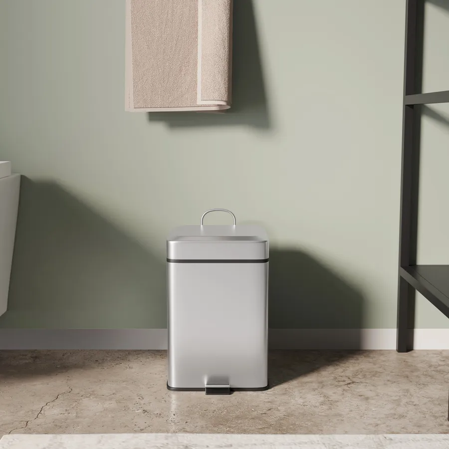 Cestino Per Compost Da Cucina 6L | In Acciaio Inox E Bambù, Inodore Con Coperchio, Compostiera Elegante