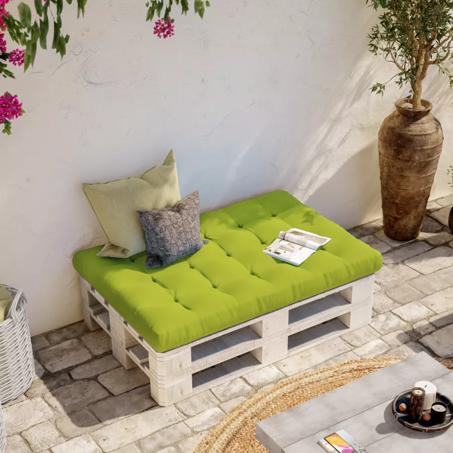 Cuscino divano pallet da giardino o interno in poliestere imbottito 120 x  80 verde
