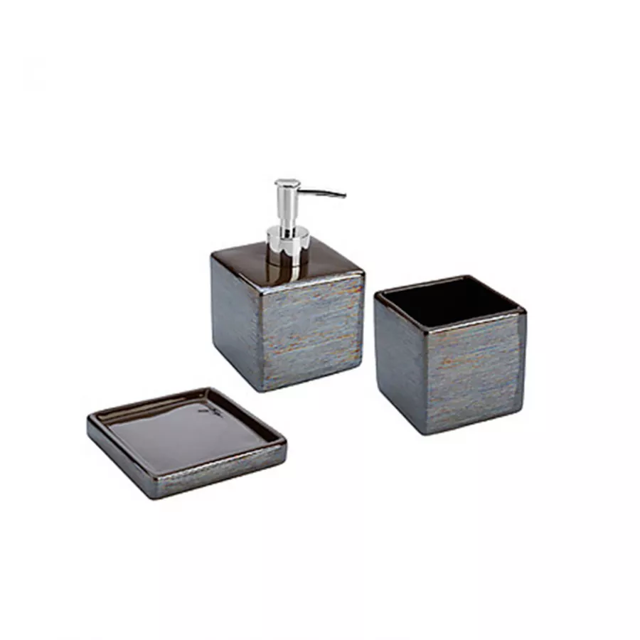 Set 5 Pezzi Accessori Bagno London Boutique – Portasapone, Dispenser, Bicchiere E Portaspazzolino Abbinati