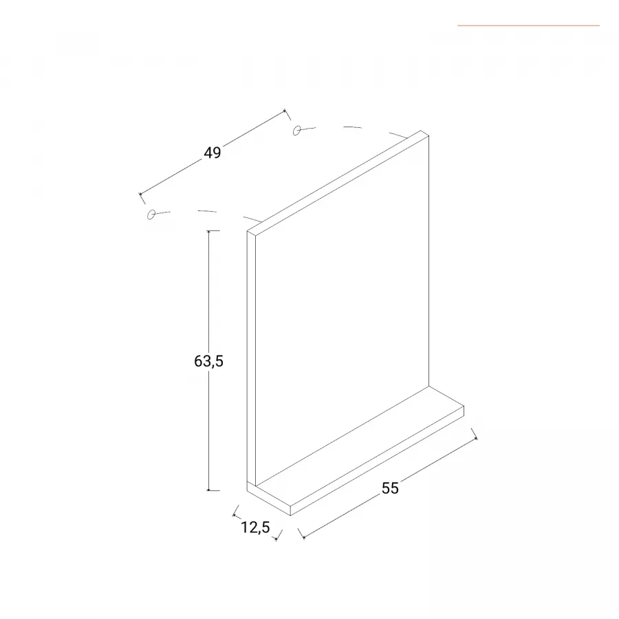 Specchiera bagno 55x63,5h cm con mensola d'appoggio tortora lucido - Ready