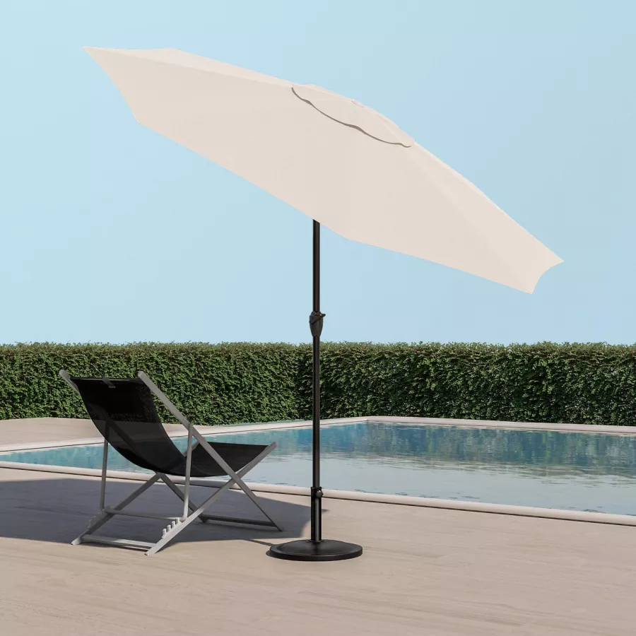 Outsunny Ombrellone da Giardino 2.3m Apertura a Manovella Crema