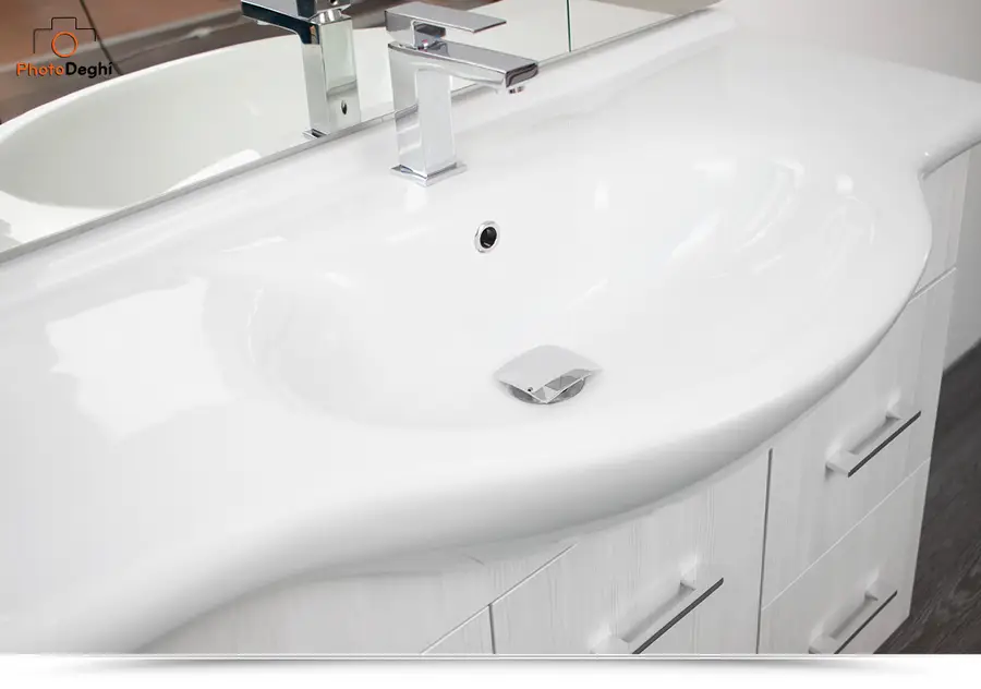 Mobile 85 cm da bagno a terra 2 ante 2 cassetti lavabo, specchio e