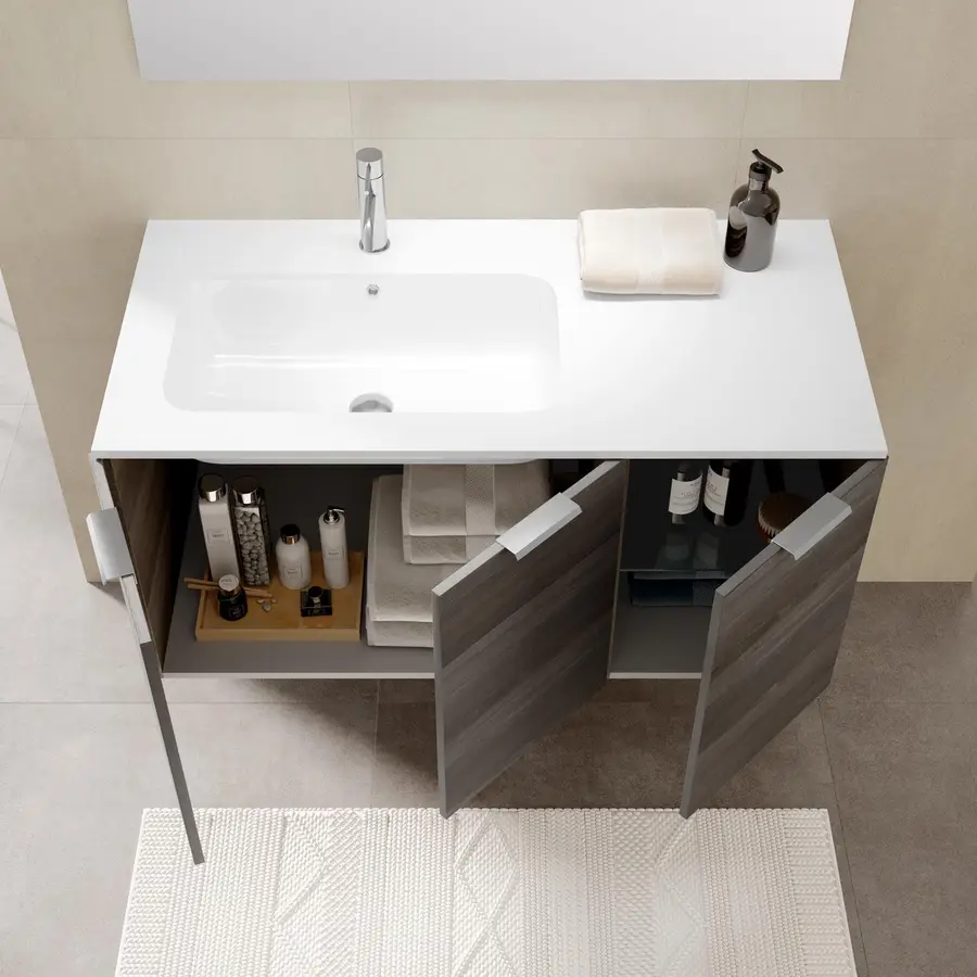 Mobile da bagno sospeso 105 cm profondità 51 cm 3 ante con lavabo a  sinistra +