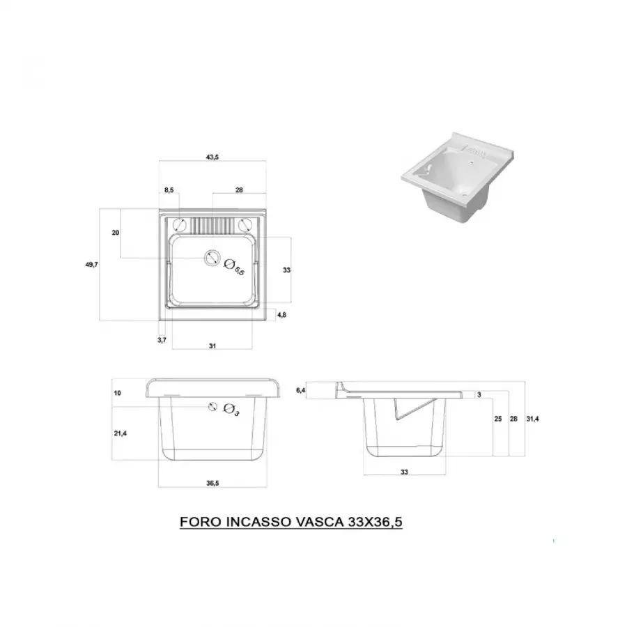 Mobile Lavatoio per interno 45x50 Rovere Bianco 