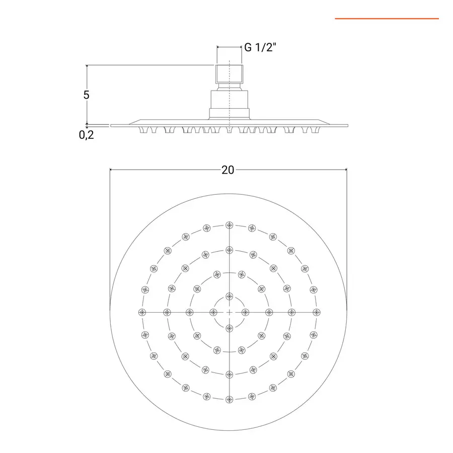 Soffione Jacuzzi 30X30. Ispezionabile, Anticalcare.