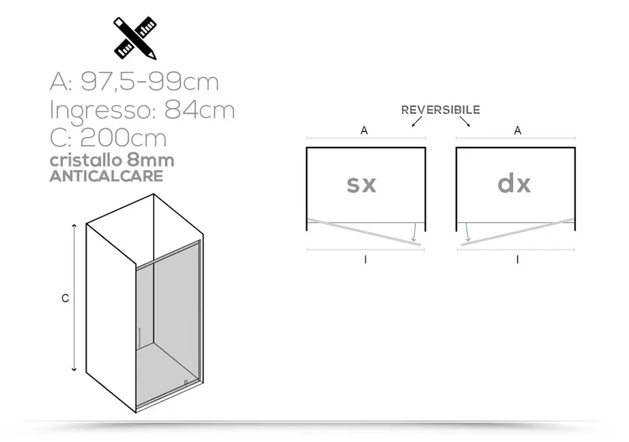 Asta appendiabiti cromo L 100 cm