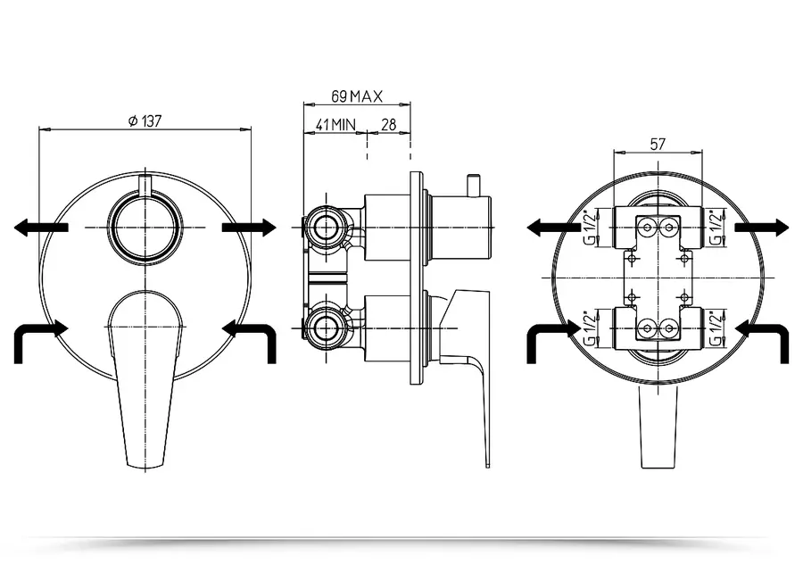 Set di miscelatori per lavabo bidet e vasca da bagno Jacuzzi - Rubinetteria  serie Inca