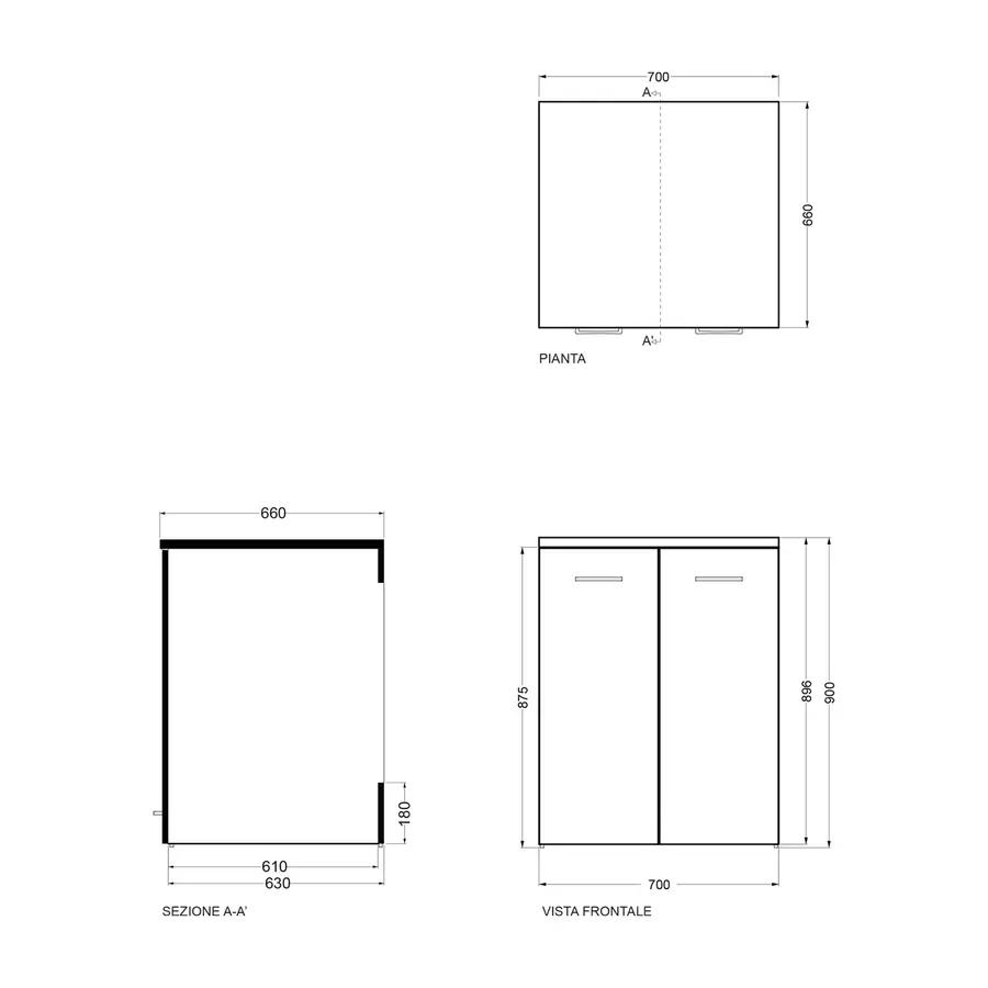 Colavene mobile contenitore lavatrice asciugatrice 70X66 H.90 bianco