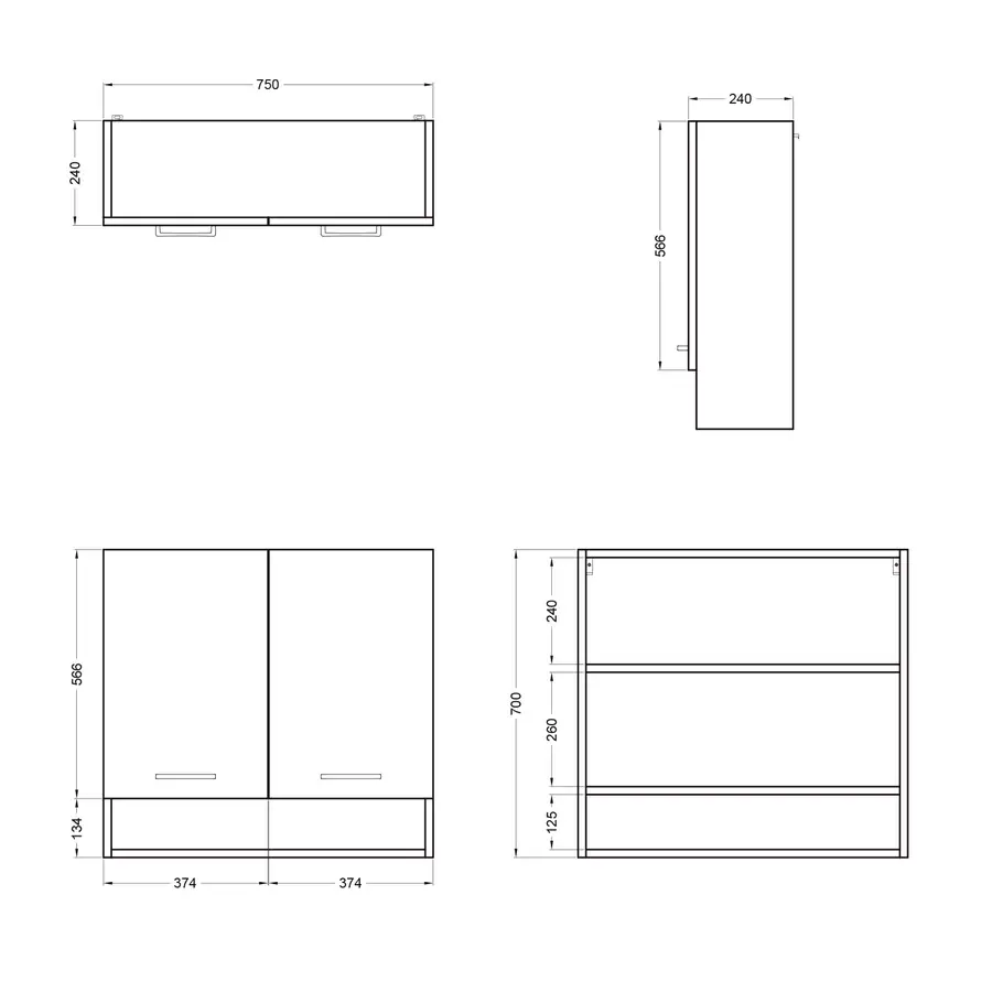 Mobile base Colavene antracite 60X60X86h 2 ante e stendino