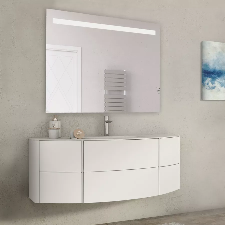 Mensola bagno a parete dal design moderno in metallo bianco opaco