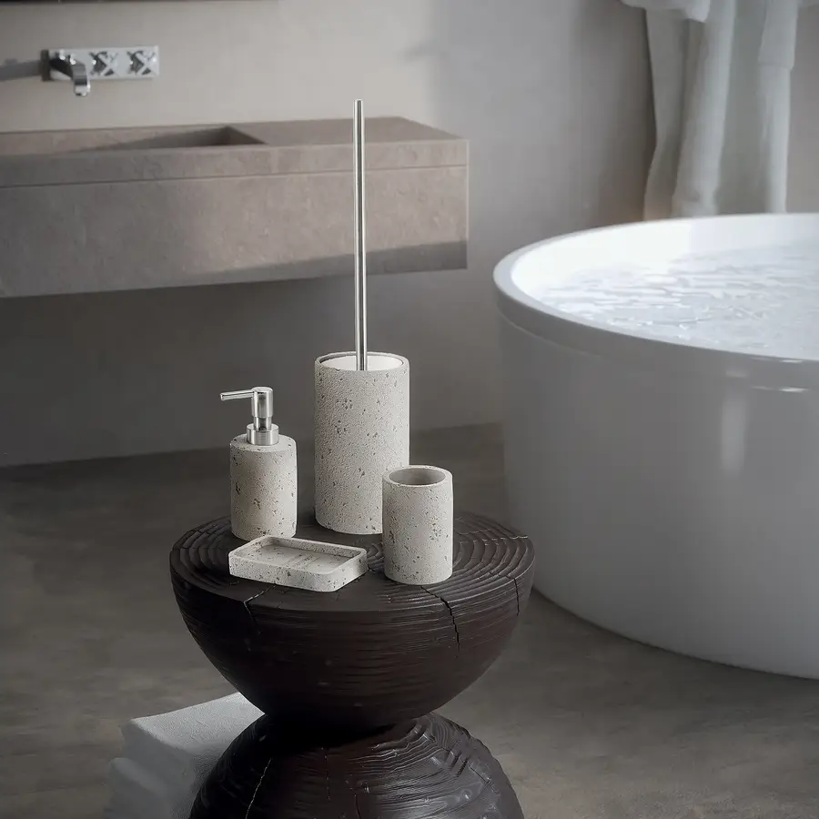 Gedy porta spazzolini in cemento grigio grezzo arredo bagno moderno