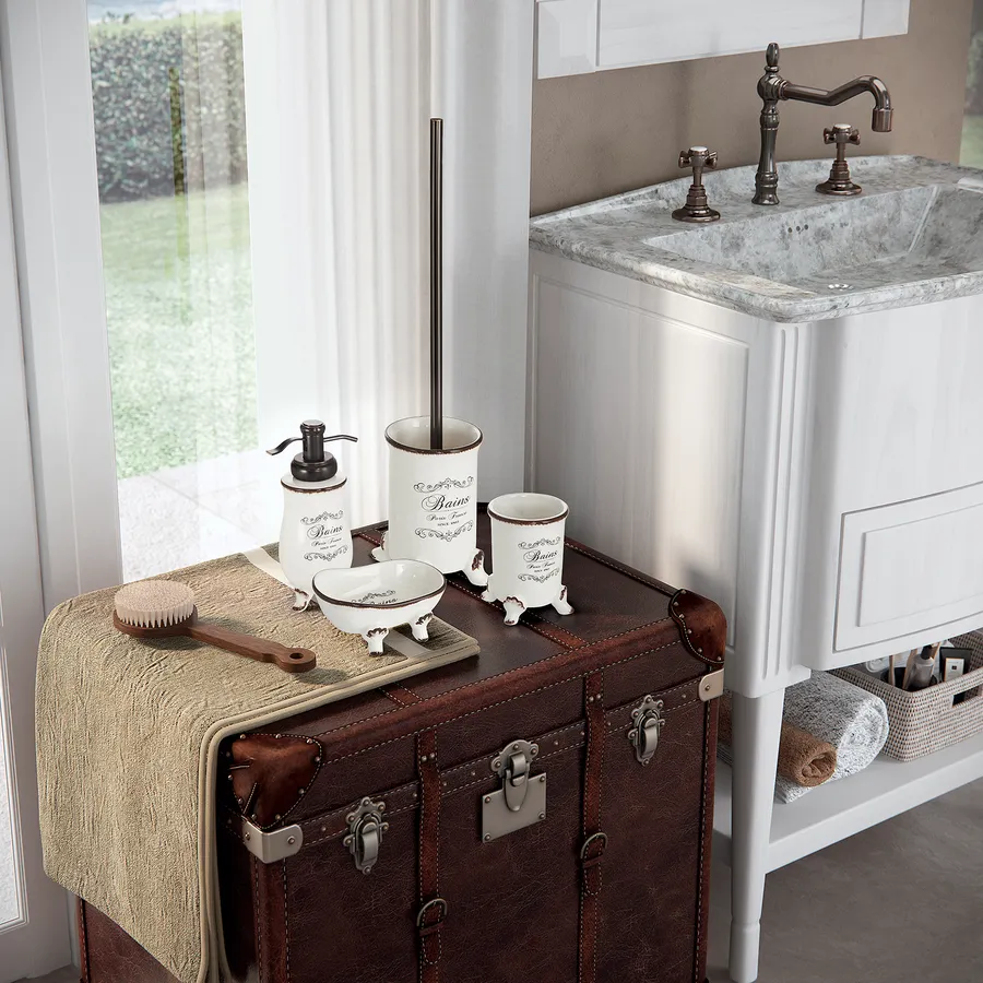 Set Bagno 12 Pezzi Con Tenda E Tappeti - Accessori In Plastica Resistente - Regalo Inaugurazione Casa