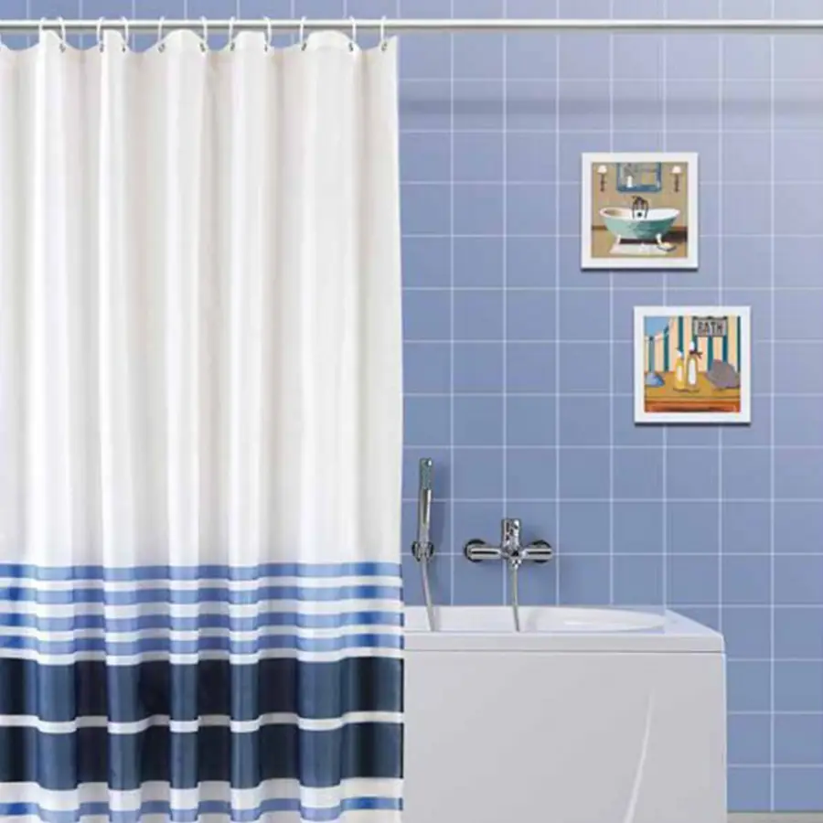 Tenda per doccia 240 x 200h cm a righe blu e bianco
