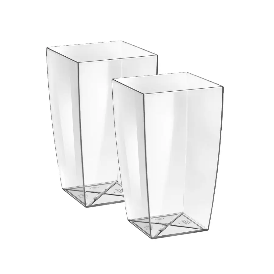Set di 2 vasi da giardino alti trasparenti in plastica riciclabile al 100%  da interno