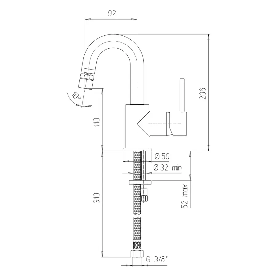 Miscelatore bidet senza scarico cromato - Gun di Jacuzzi