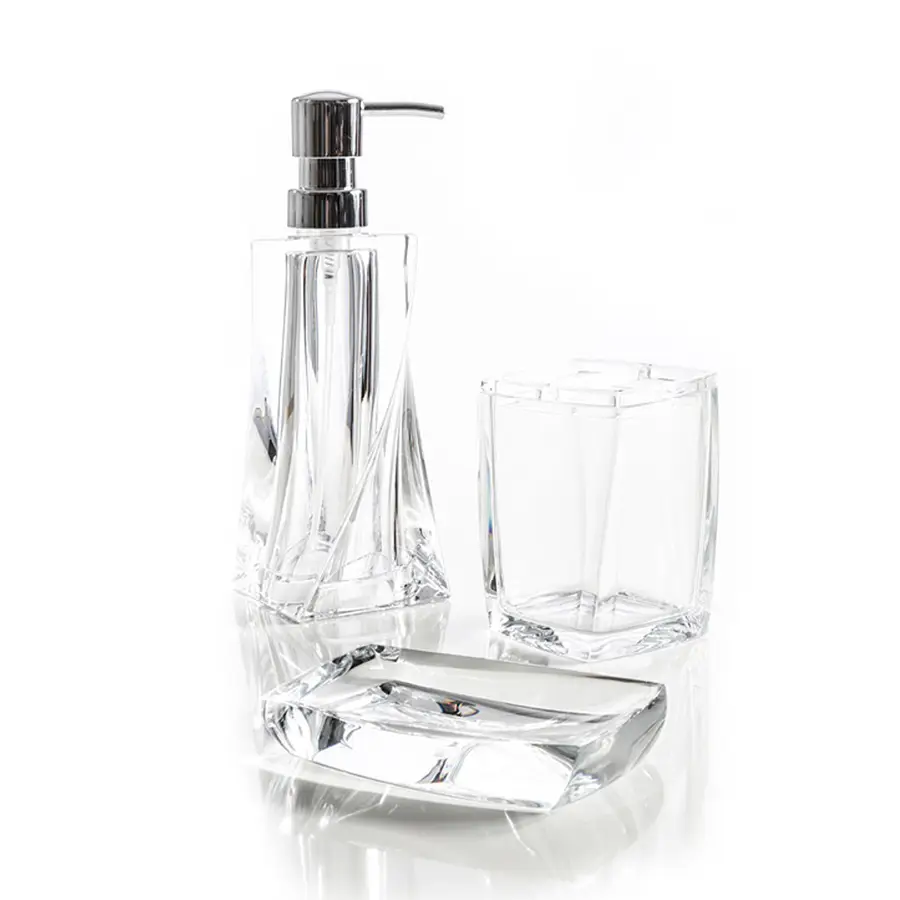 Set accessori bagno Twister acrilico trasparente dispenser bicchiere  portasapone