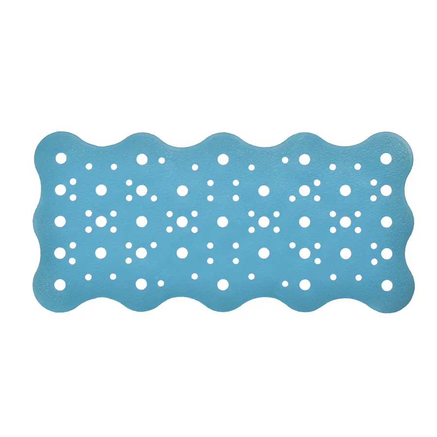 Tappeto antiscivolo con ventose per vasca da bagno in PVC azzurro 34x72 cm