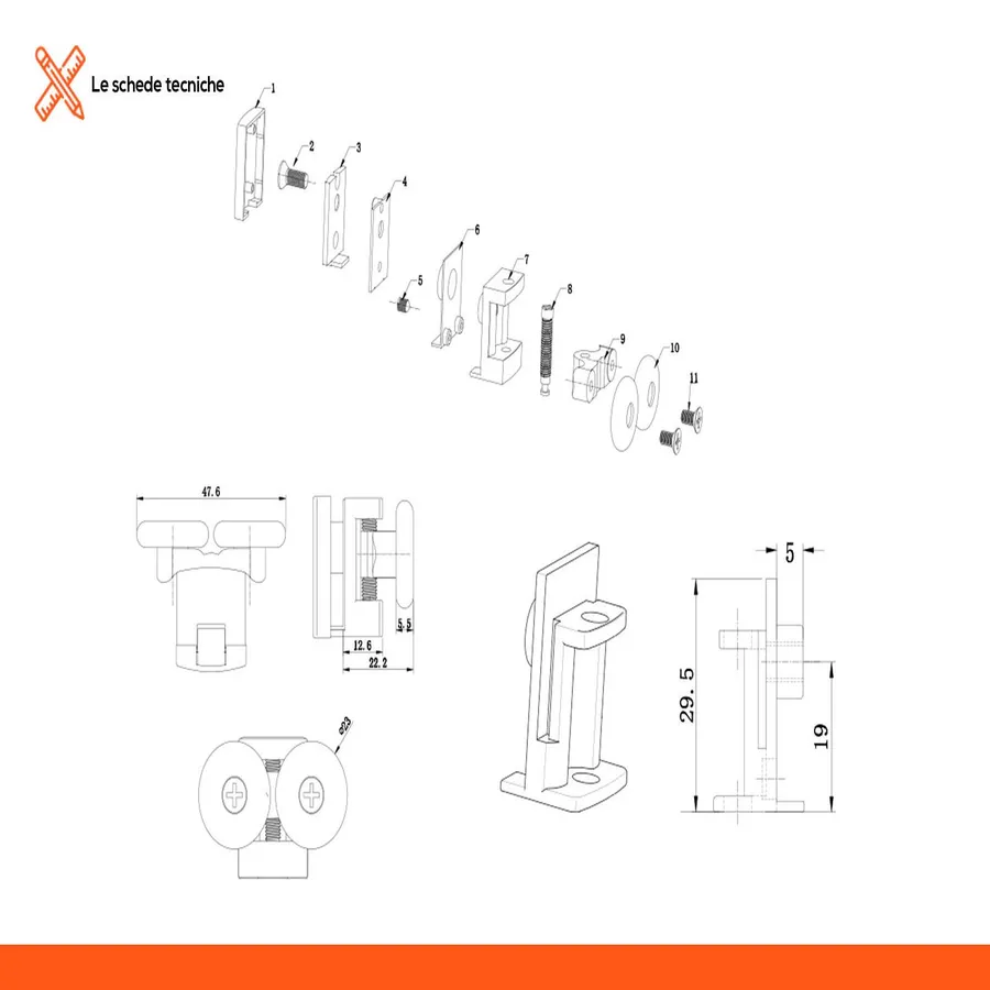 Office Box Set Di 4 Ricambi Per Portagomma SDI - Gommini Di Ricambio Retrattili Per Ufficio